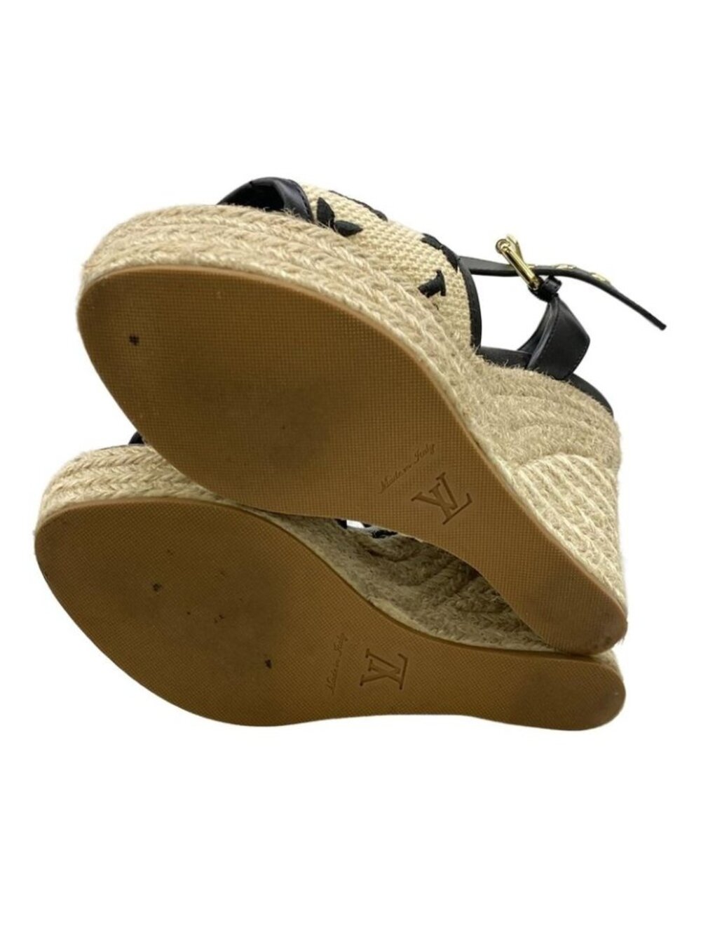 Louis Vuitton Sandals 35 Beige Black Wedge Sole Star Board - Picture 4 of 7